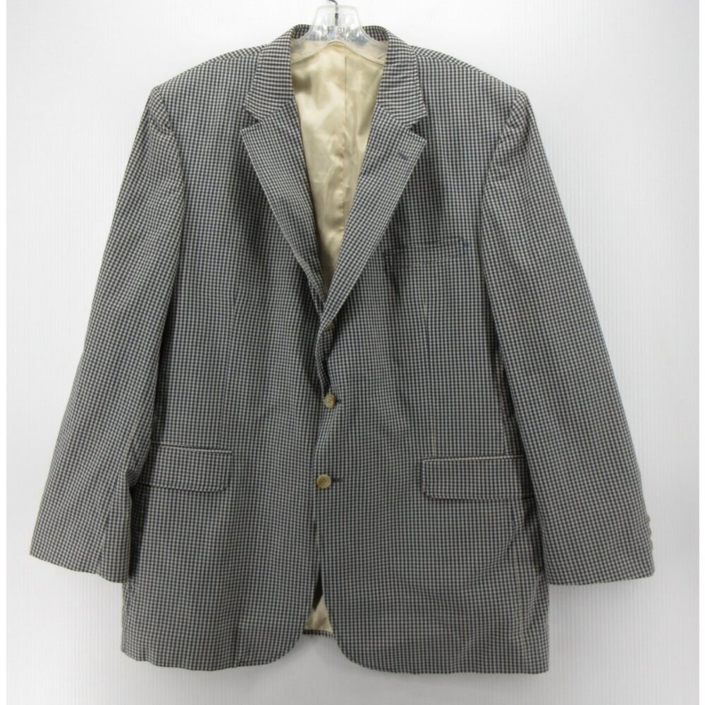 VINTAGE Orvis Sport Coat 46 Long Blazer Gingham Plaid Preppy 90s USA